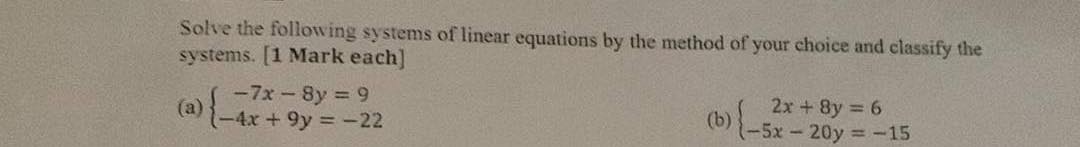 Solved Solve the following systems of linear equations by | Chegg.com