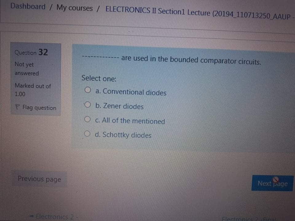 Solved Dashboard / My courses / ELECTRONICS II Section1 | Chegg.com