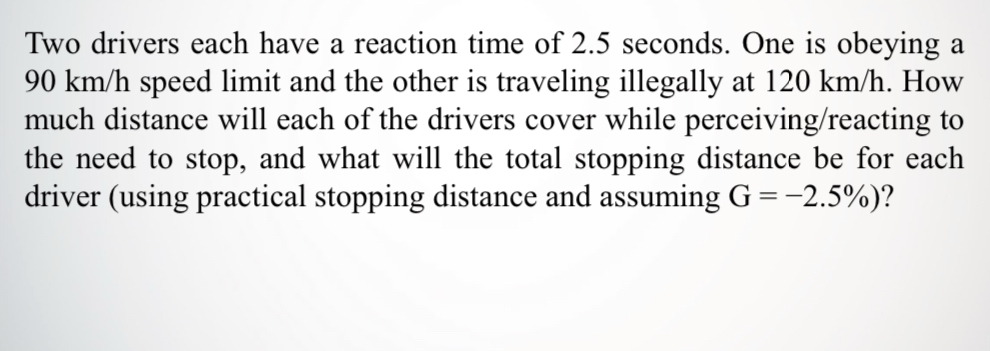 Solved Two drivers each have a reaction time of 2.5 | Chegg.com