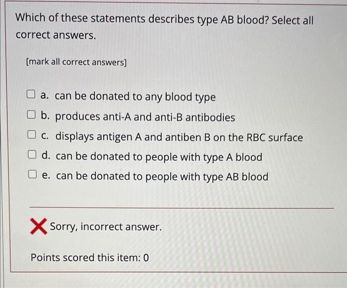 Solved Match The Blood Types To The People They Can Be | Chegg.com