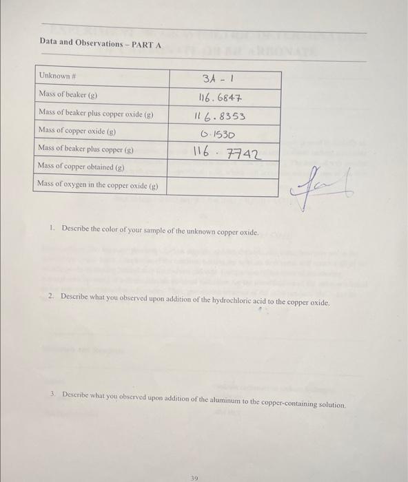 Solved please complete the table and answer the post lab lab | Chegg.com
