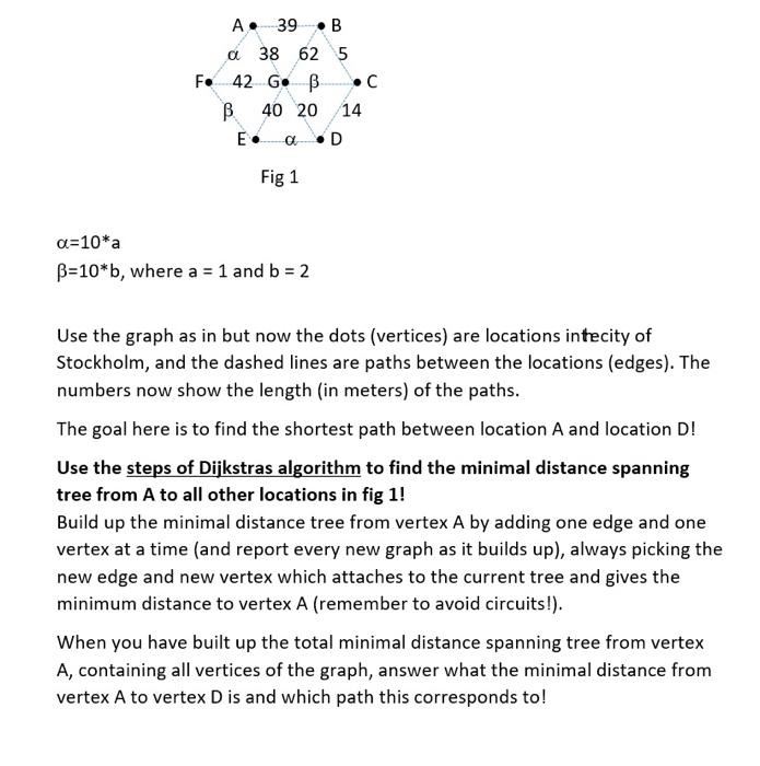 Solved A 39 B A 38 62 5 F 42 G B В 40 20 14 D C E. A Fig 1 | Chegg.com