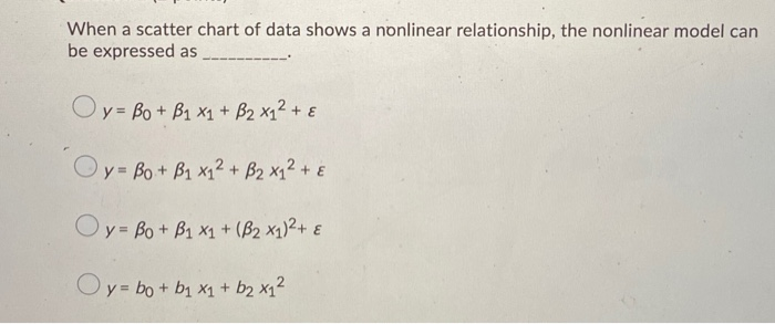 Solved When a scatter chart of data shows a nonlinear | Chegg.com