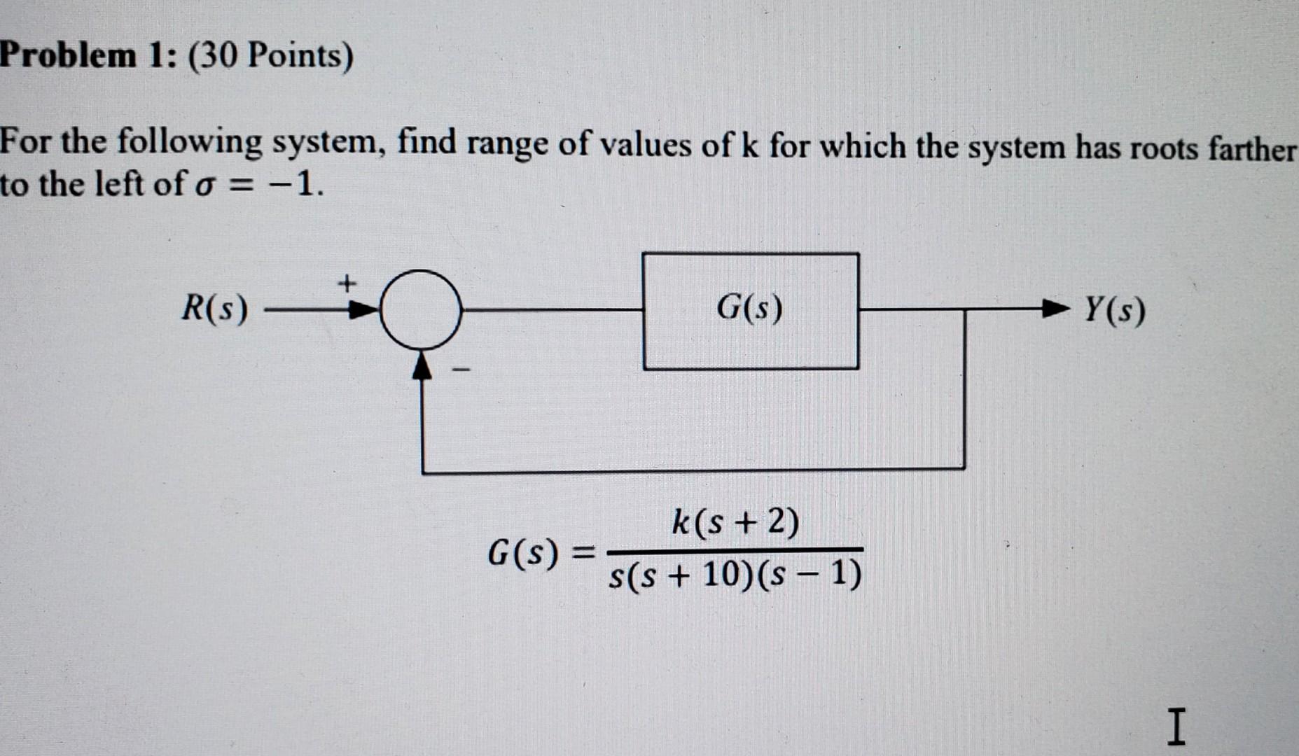 Solved Problem 1: (30 Points) For the following system, find | Chegg.com
