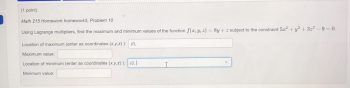 Solved (1 point) Math 215 Homework homework5, Problem 10 , | Chegg.com