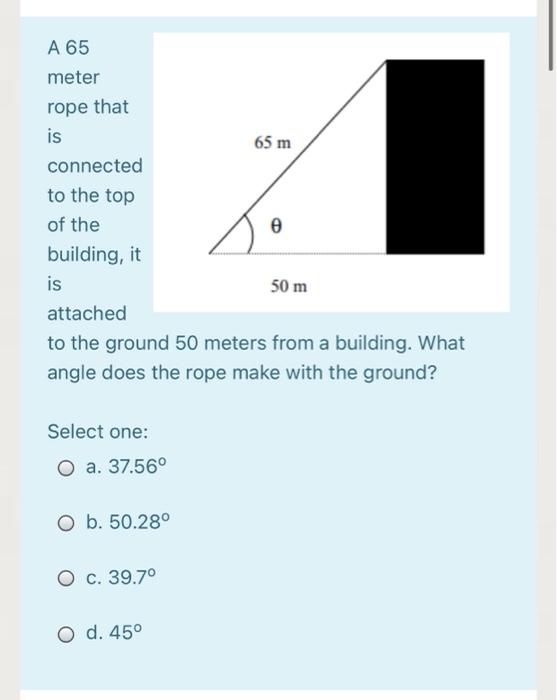 Solved A 65 meter rope that is 65 m connected to the top of | Chegg.com
