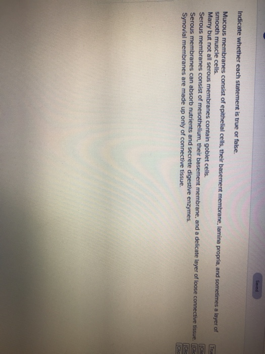 Solved Saved Indicate whether each statement is true or