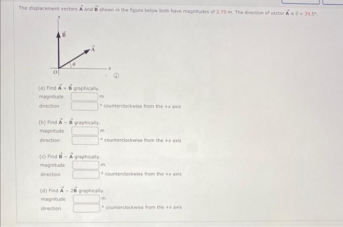 Solved displacement vectors A and B shown in the figure | Chegg.com