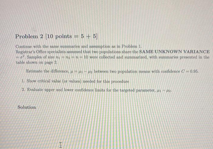 Solved Problems 1 - 4 share the same summaries presented in | Chegg.com