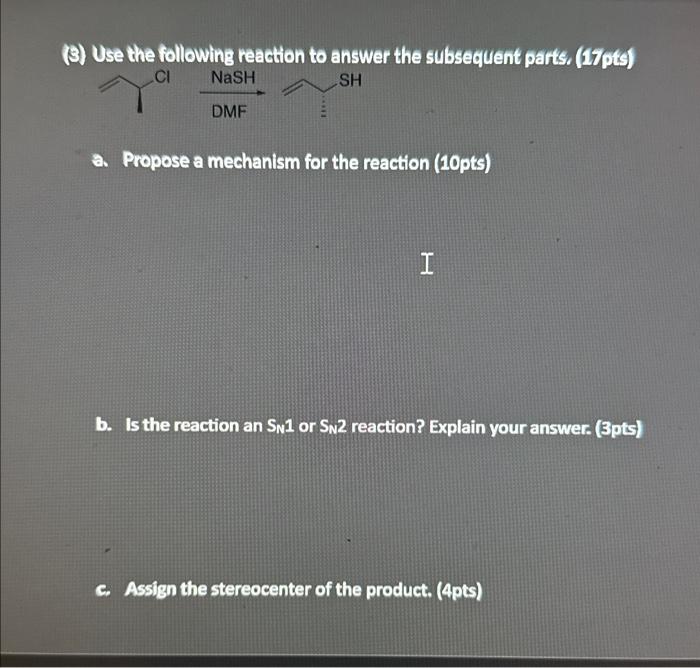 Solved (3) Use the following reaction to answer the | Chegg.com