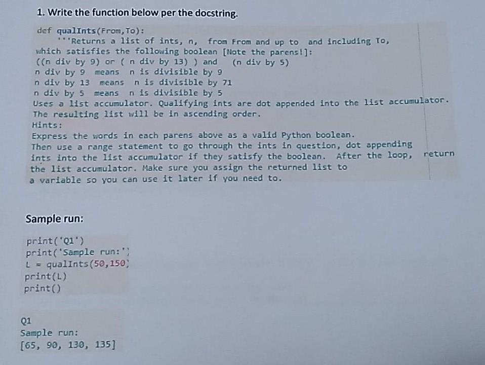 Solved 1. Write the function below per the docstring. def | Chegg.com