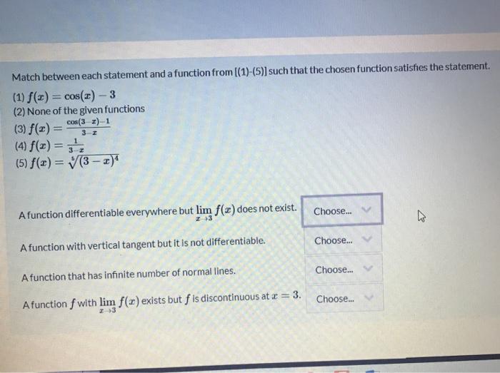 Solved Match between each statement and a function from | Chegg.com