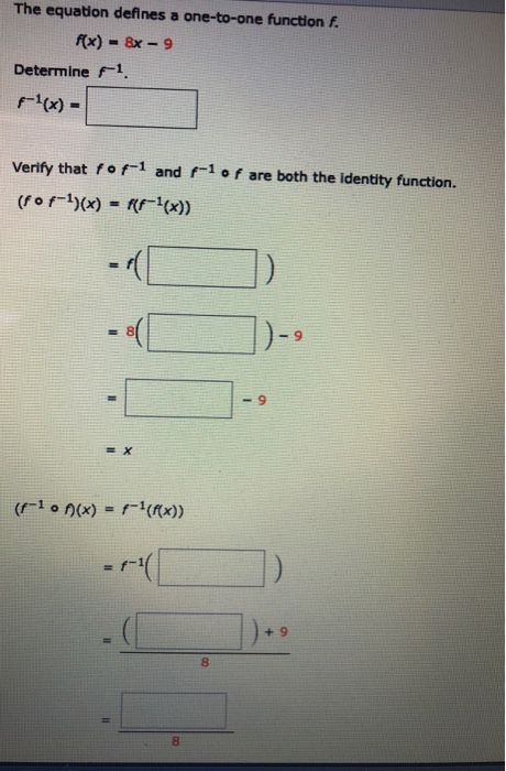 Solved The equation defines a one-to-one function f. F(x) - | Chegg.com