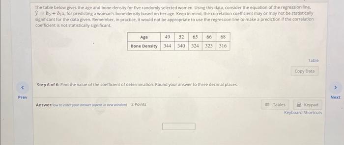 Solved The table below gives the age and bone density for | Chegg.com