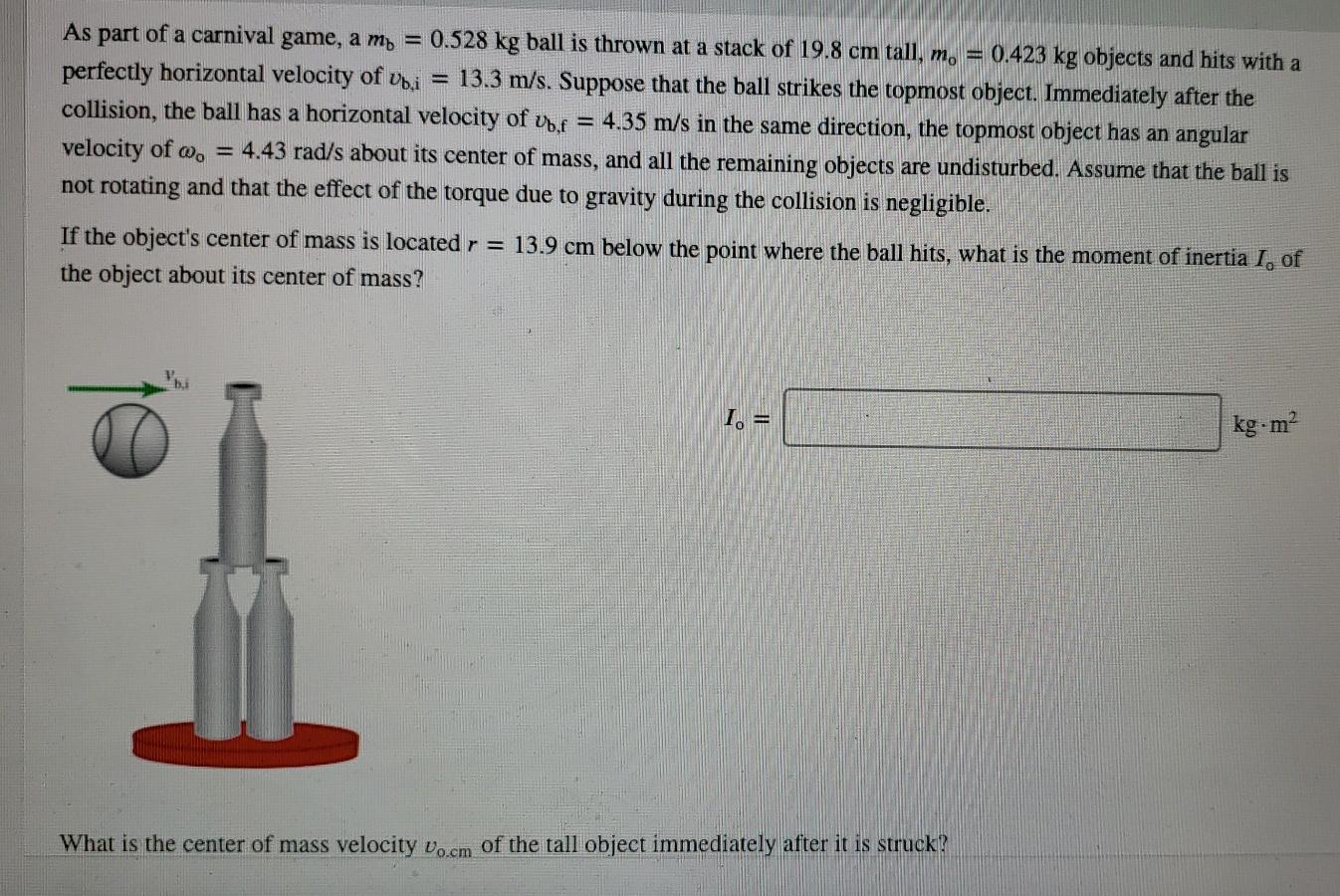 Solved As part of a carnival game, a my = 0.528 kg ball is | Chegg.com