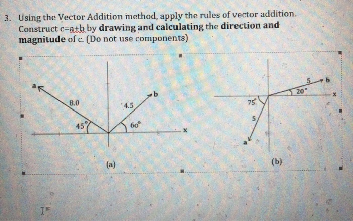 Solved 3. Using the Vector Addition method, apply the rules | Chegg.com