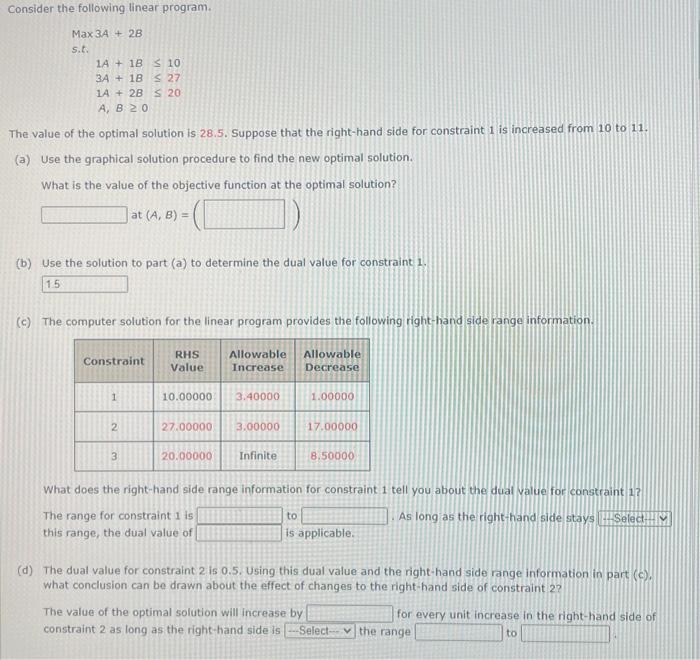Solved Consider the following linear program. Max 3A+2B | Chegg.com