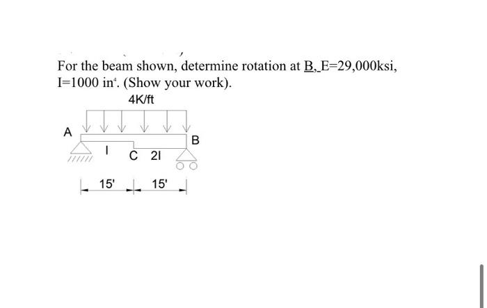 Solved For the beam shown, determine rotation at | Chegg.com