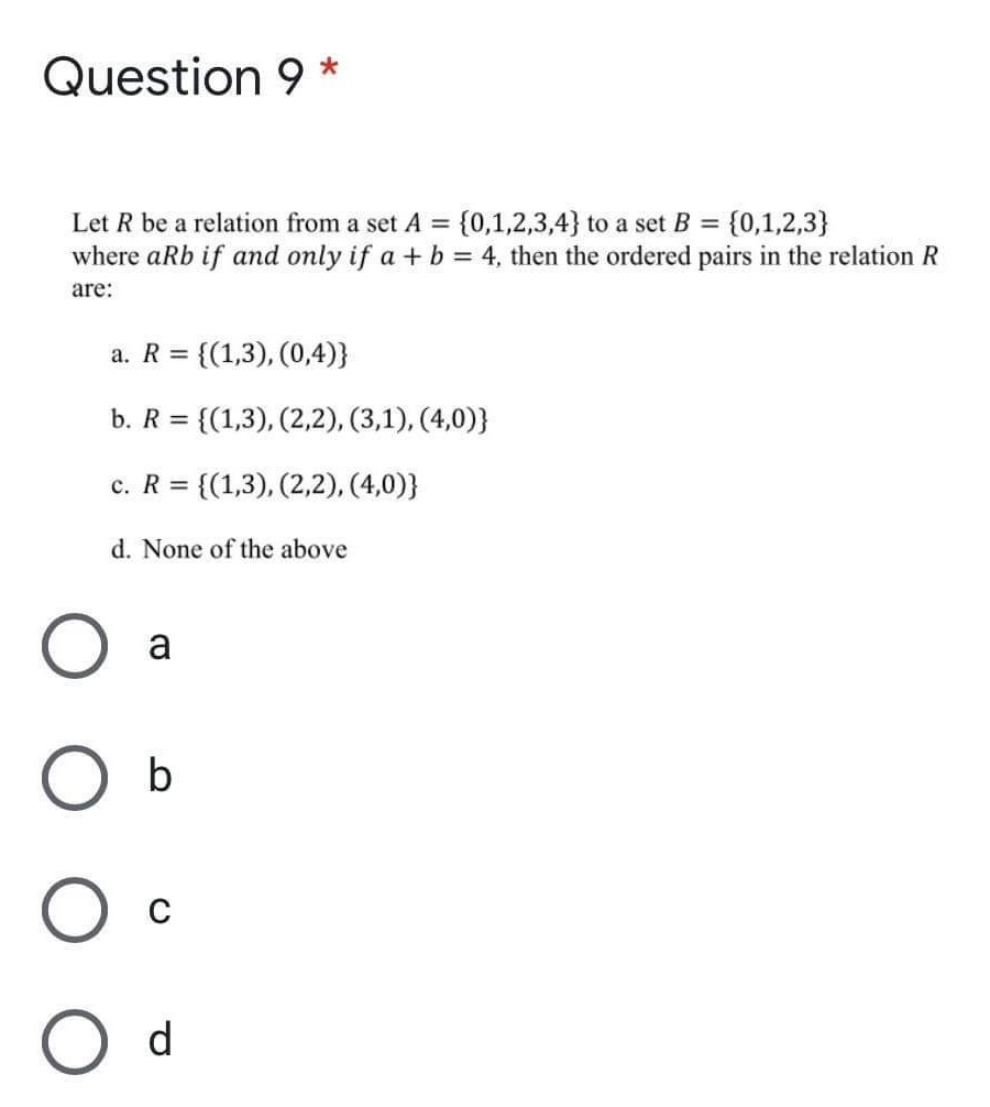 Solved Question 9 Let R Be A Relation From A Set A 0 Chegg Com