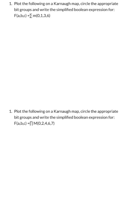 Solved 1. Plot The Following On A Karnaugh Map, Circle The | Chegg.com