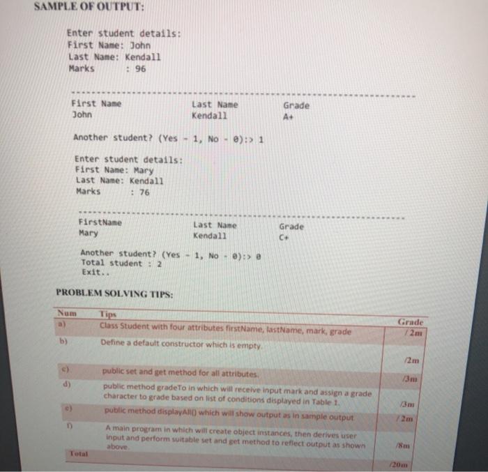 Solved Write a program contained a class Student which has | Chegg.com
