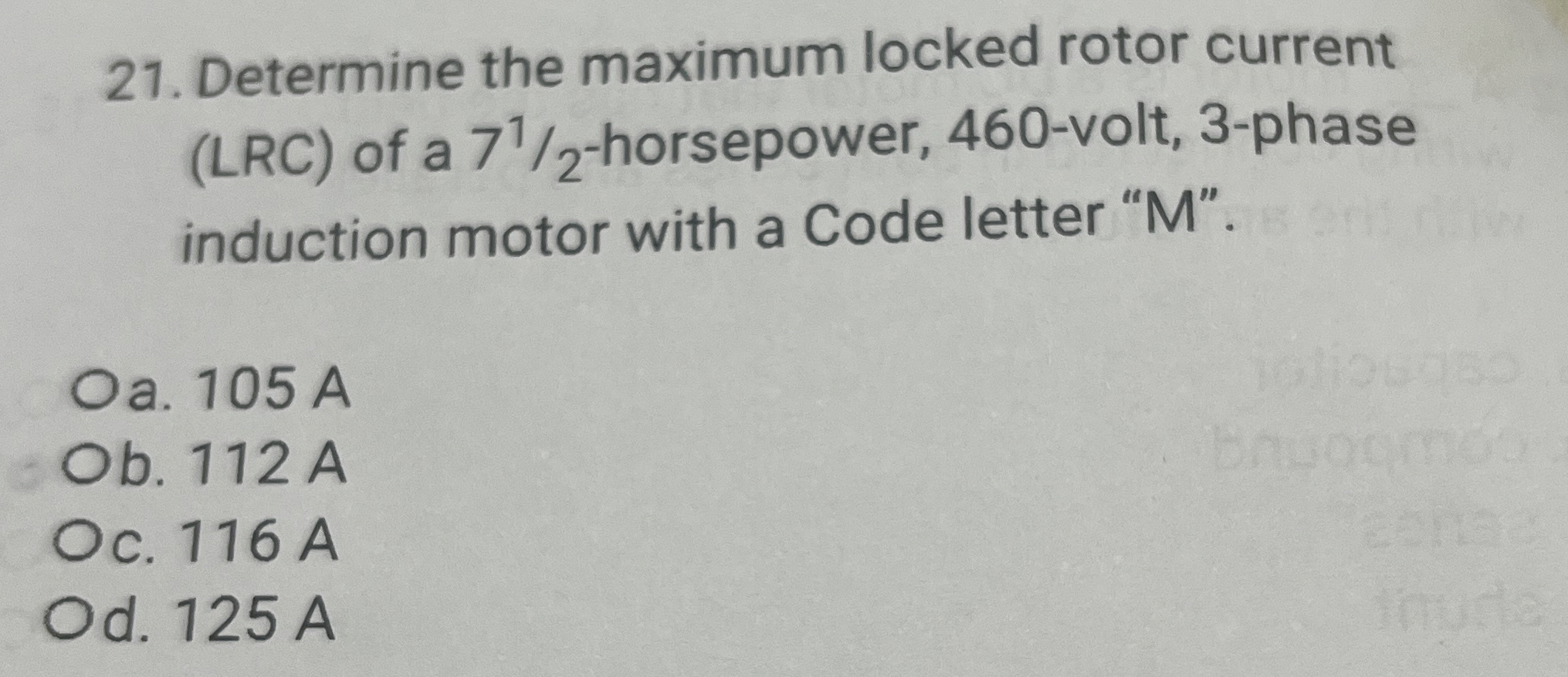 Solved Determine the maximum locked rotor current (LRC) ﻿of | Chegg.com