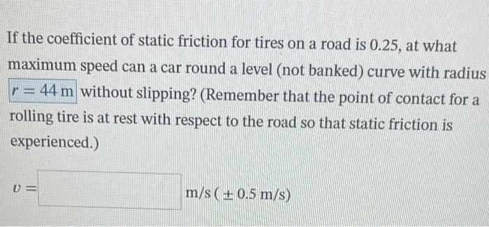 Solved If the coefficient of static friction for tires on a | Chegg.com