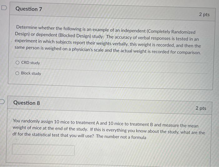 Solved Question 7 2 pts Determine whether the following is | Chegg.com