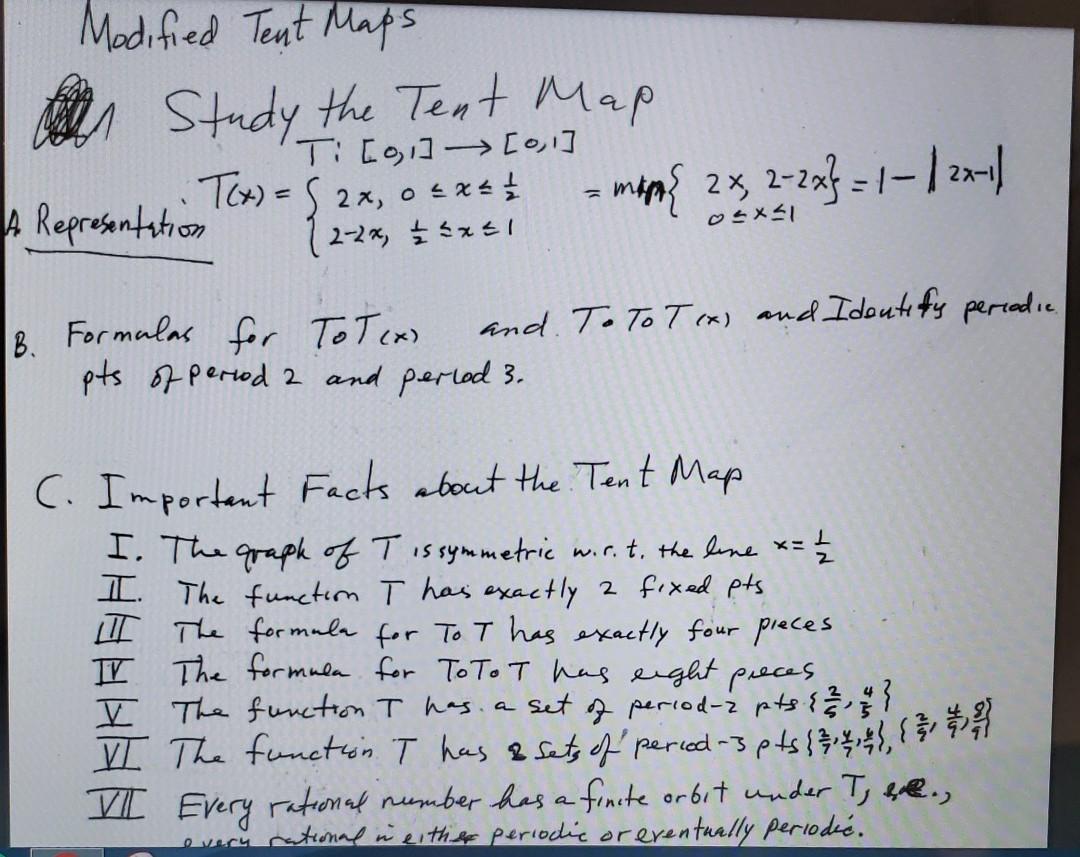 Modified Tent Maps Study the Text Map Ti[oi] [0, 1] | Chegg.com