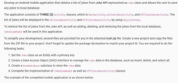 Solved Develop an Android mobile application that obtains a | Chegg.com