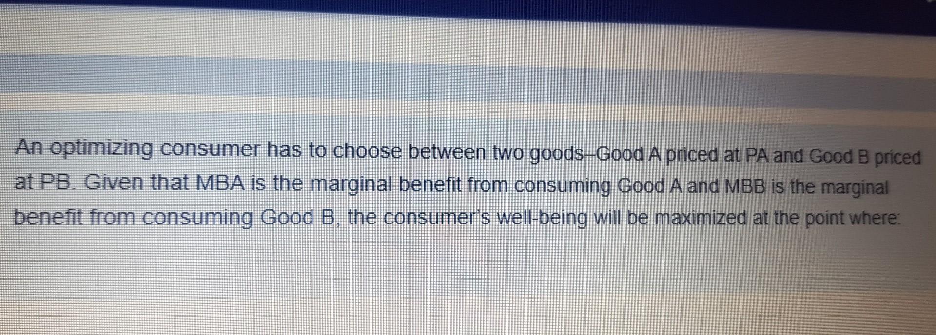 Solved An Optimizing Consumer Has To Choose Between Two | Chegg.com