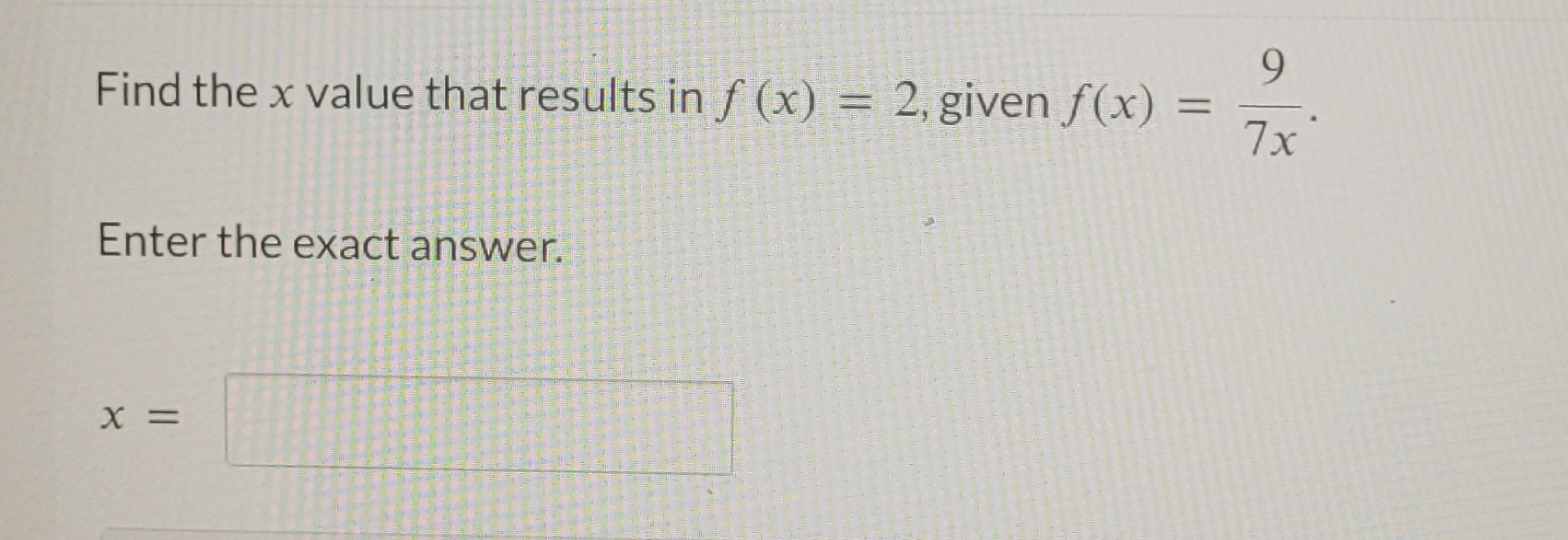 Solved Find the x ﻿value that results in f(x)=2, ﻿given | Chegg.com