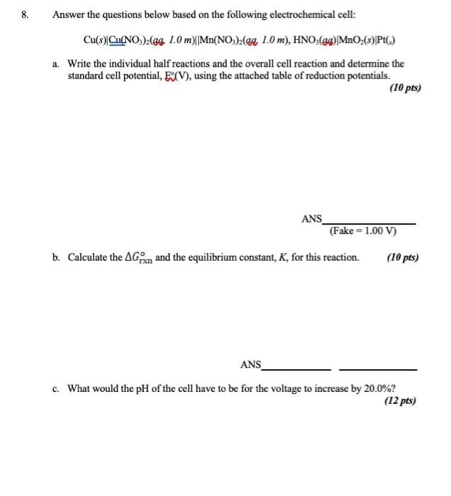 8. Answer the questions below based on the following | Chegg.com