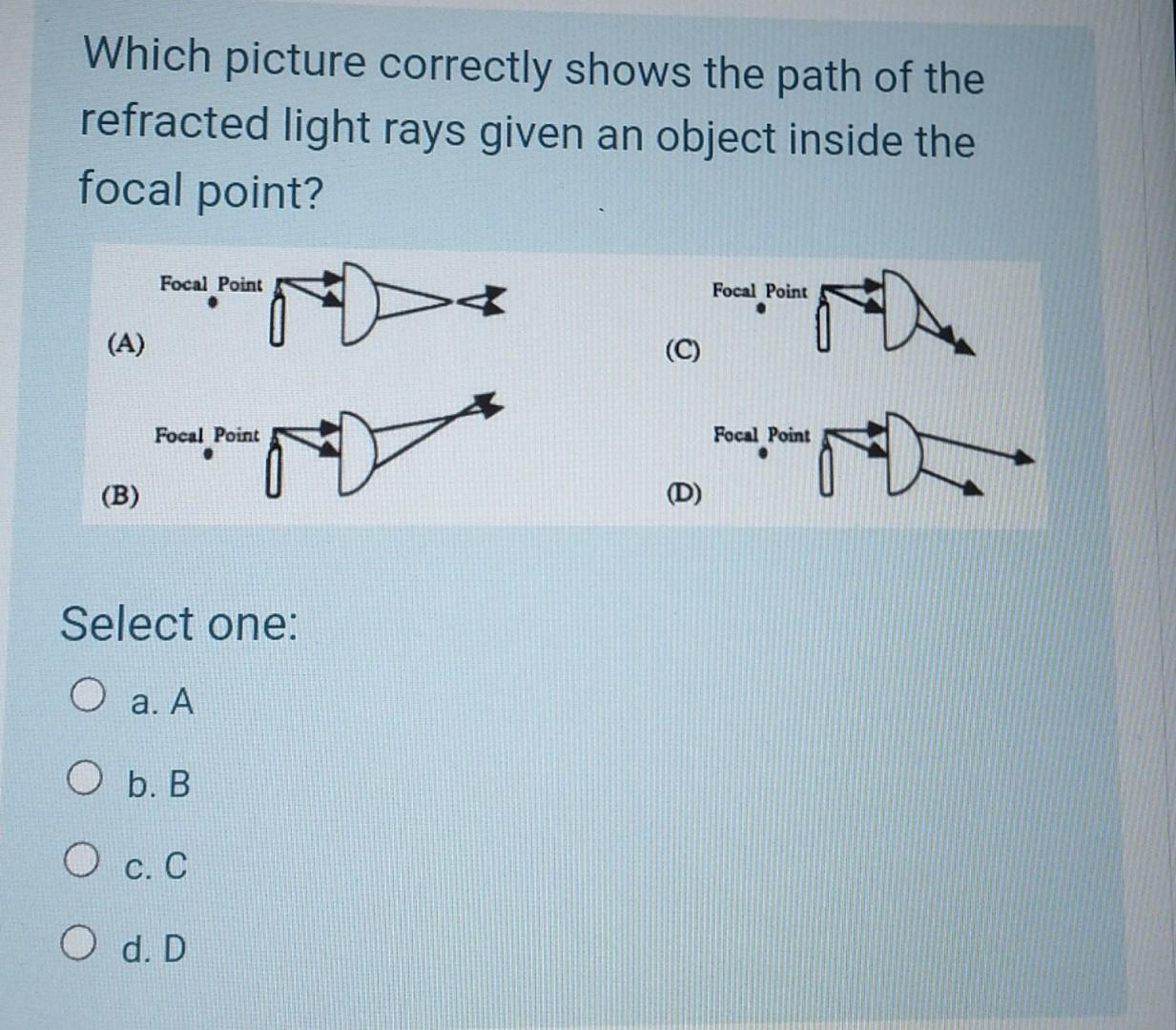 Solved Which picture correctly shows the path of the