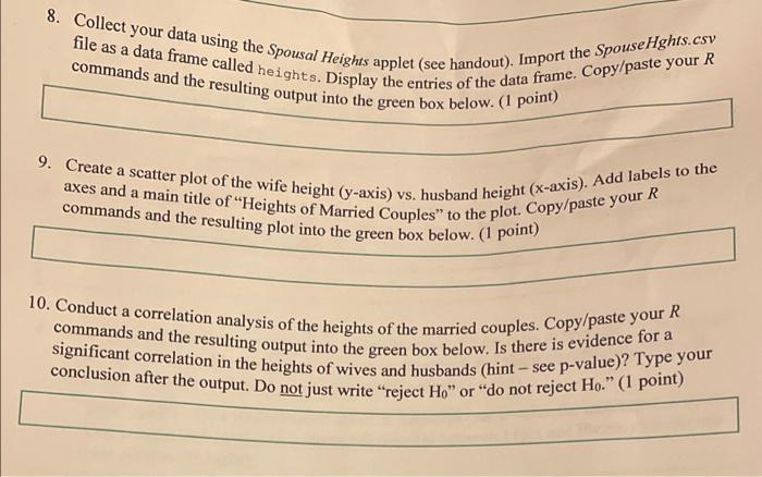 Solved Spousal Heights (cm) Husband Wife 175 164 176 170 191