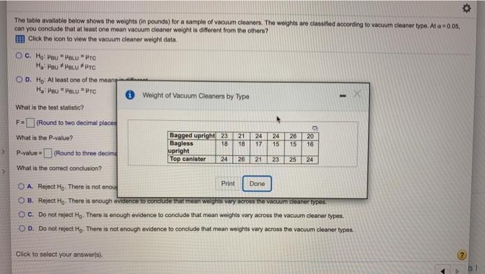 Solved 15 o The table available below shows the weights (in | Chegg.com