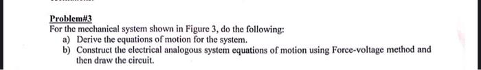 Solved Problem\#3 For the mechanical system shown in Figure | Chegg.com