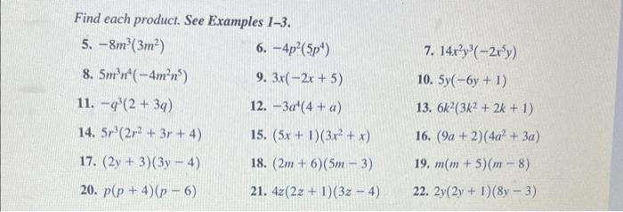 algebra 1 assignment find each product answers