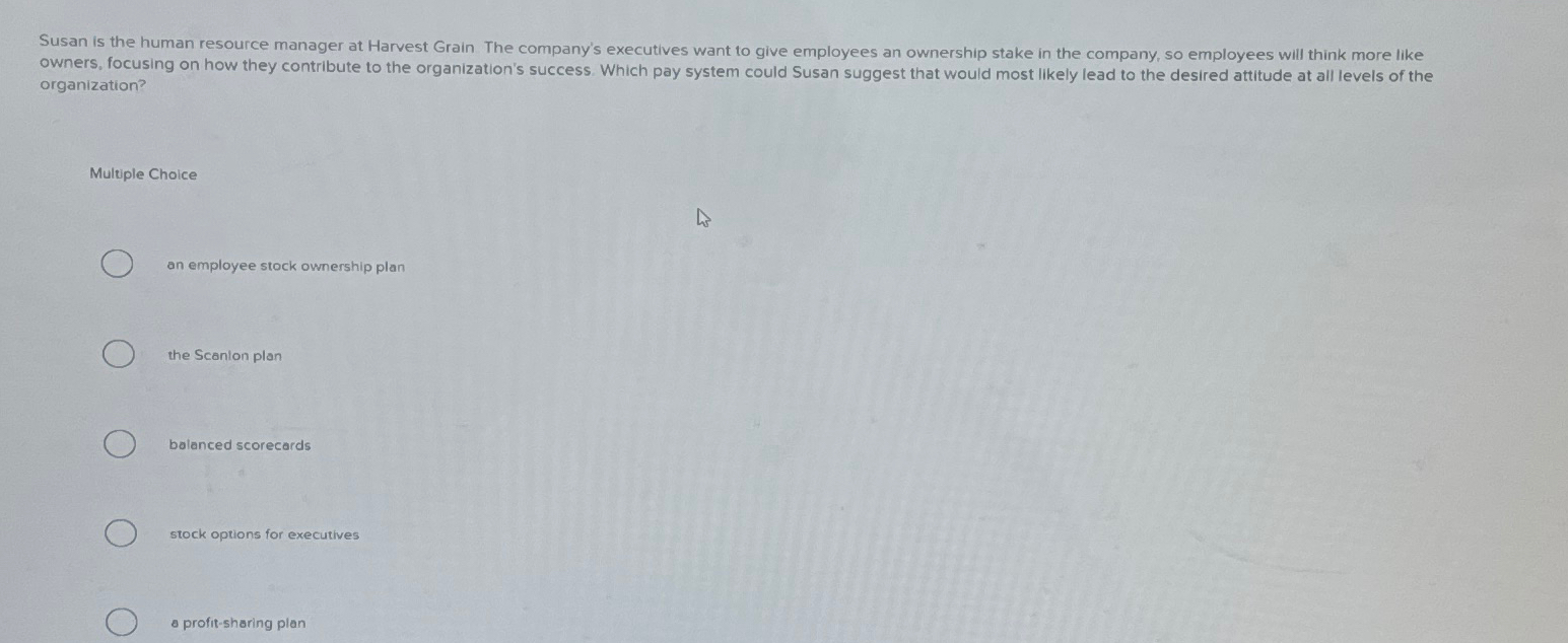 Solved Organization?Multiple Choicean Employee Stock | Chegg.com