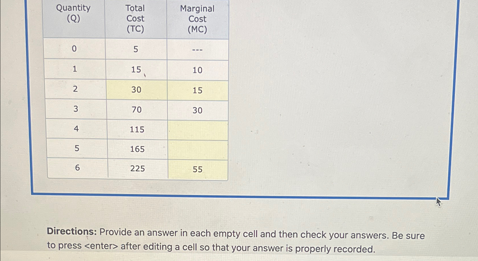 MARGINAL AND TOTAL COST | Chegg.com