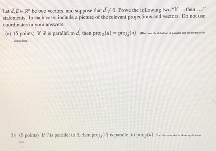 Solved Let d,u∈Rn be two vectors, and suppose that d =0. | Chegg.com