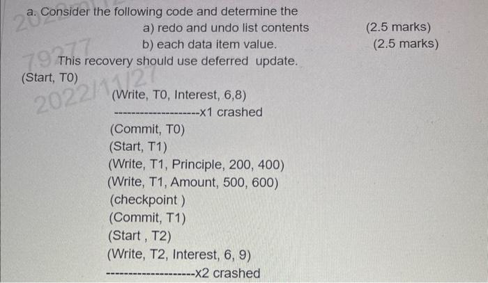 Solved a. Consider the following code and determine the a) | Chegg.com