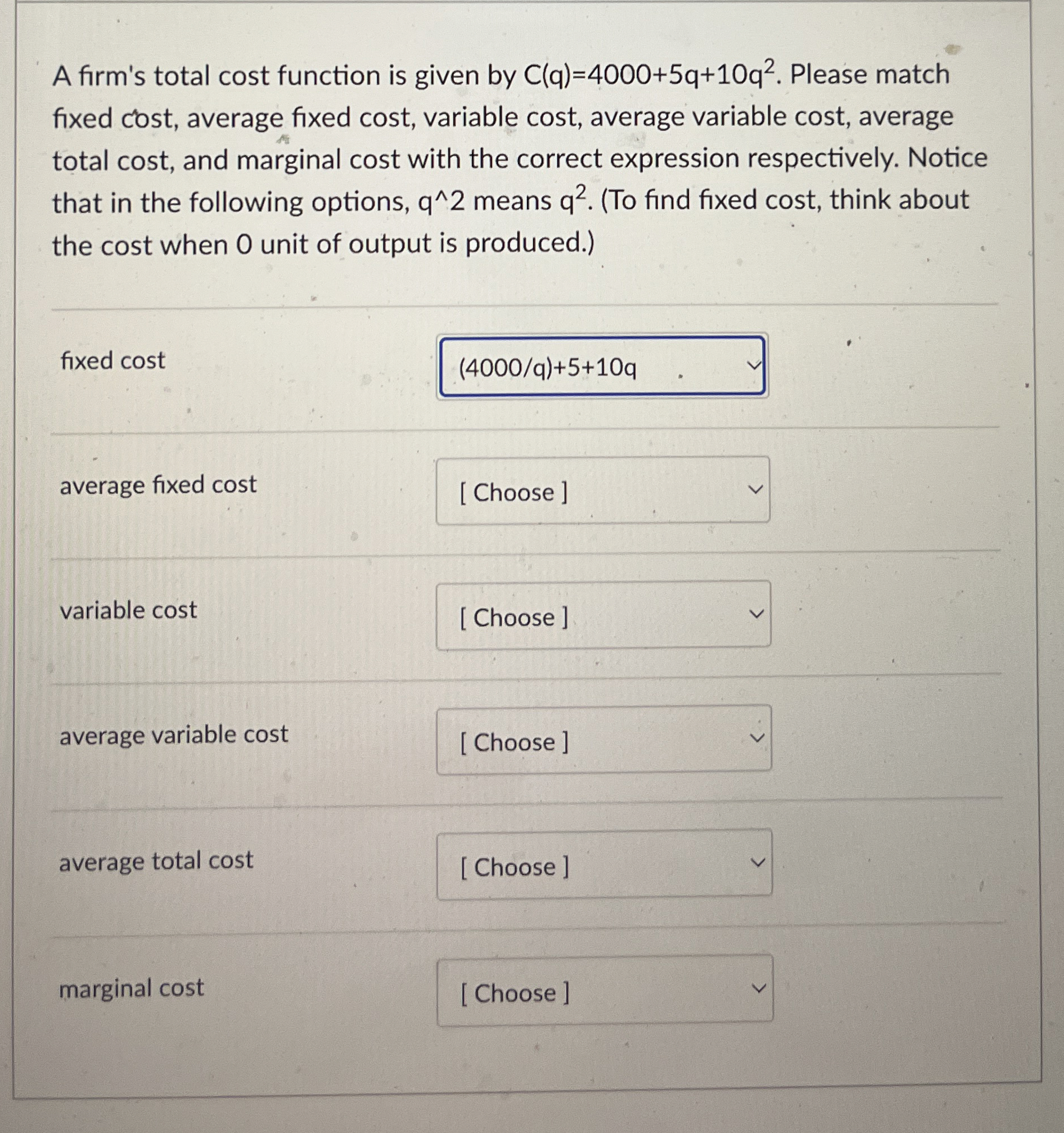 Solved A firm's total cost function is given by | Chegg.com