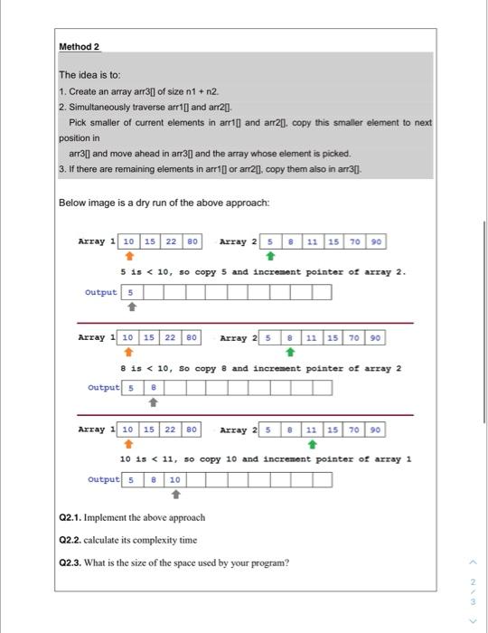 Solved Chapter 1. Arrays (2) Given Two Sorted Arrays, The | Chegg.com