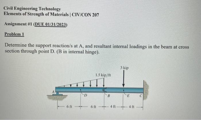Solved Civil Engineering Technology Elements of Strength of 