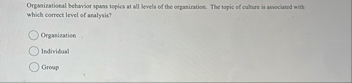 Solved Organizational behavior spans tepics at all levels of | Chegg.com