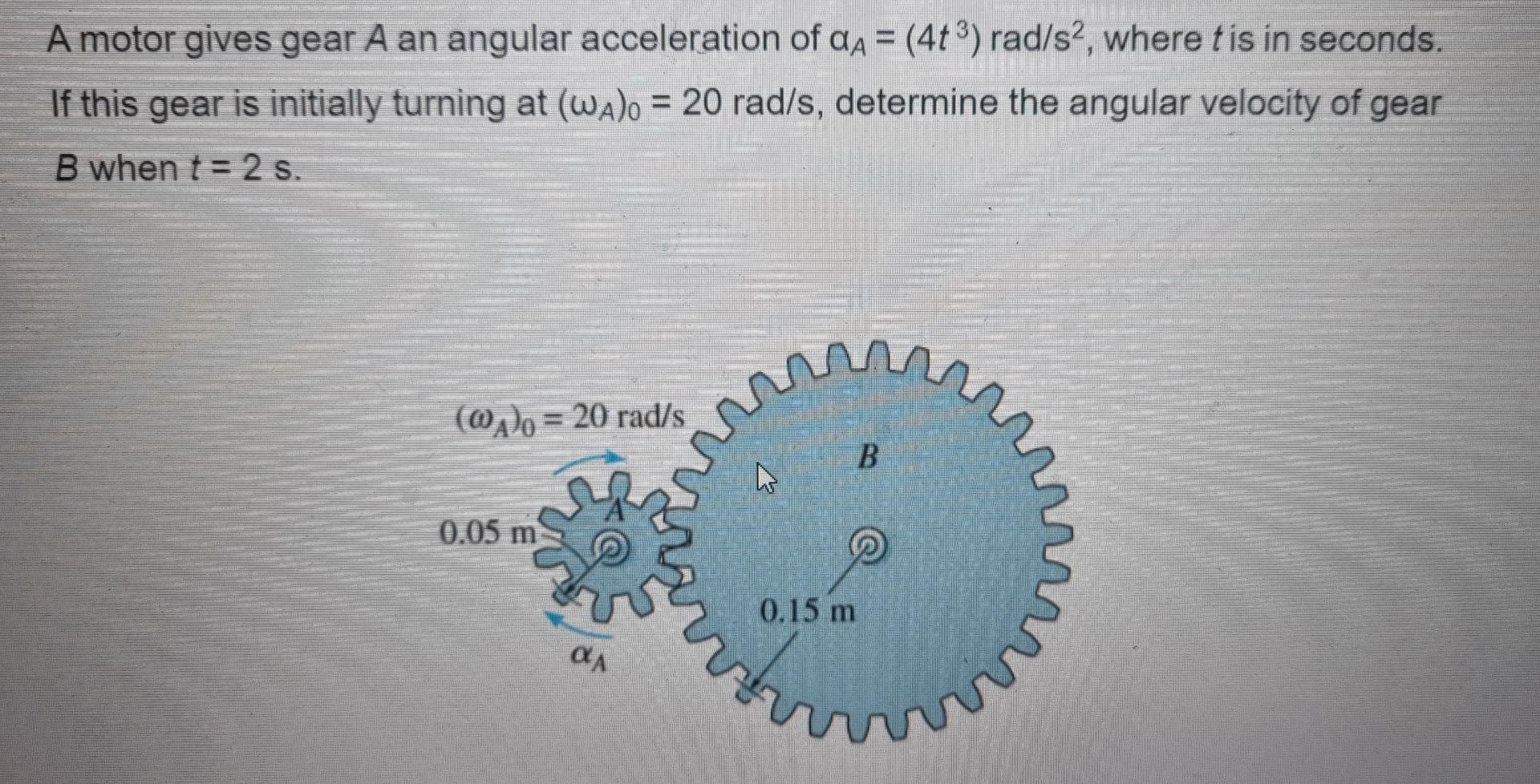 Solved A Motor Gives Gear A An Angular Acceleration Of Aa = | Chegg.com