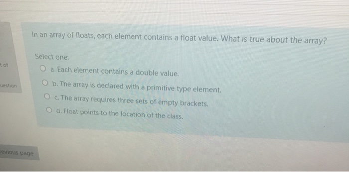 Solved In an array of floats, each element contains a float | Chegg.com