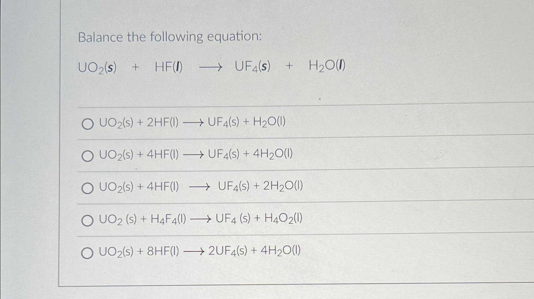 Solved Balance The Following | Chegg.com