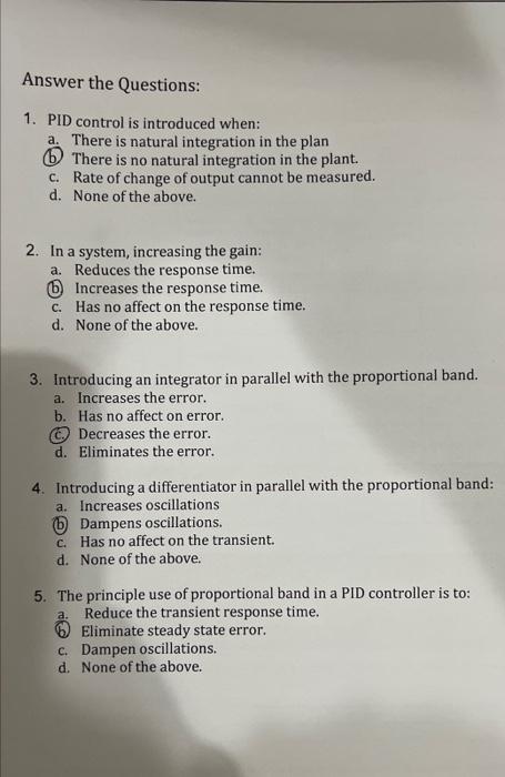 Solved Answer the Questions: 1. PID control is introduced | Chegg.com